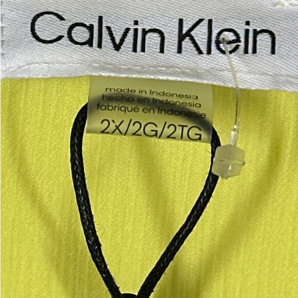 Calvin Klein Cap Sleeve Bright Yellow Cut Out Tie Blouse Top 2X Business Casual - Picture 6 of 16